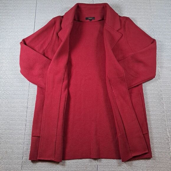 Quince Organic Cotton Knit Blazer Size S Sweater Open Front Red - Picture 2 of 6